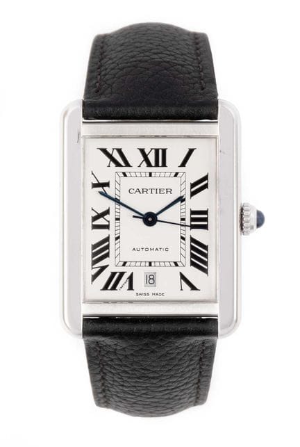 Cartier: orologio da polso rettangolare in acciaio