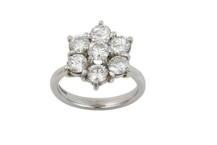 Anello con diamanti a grappolo in platino: il diam