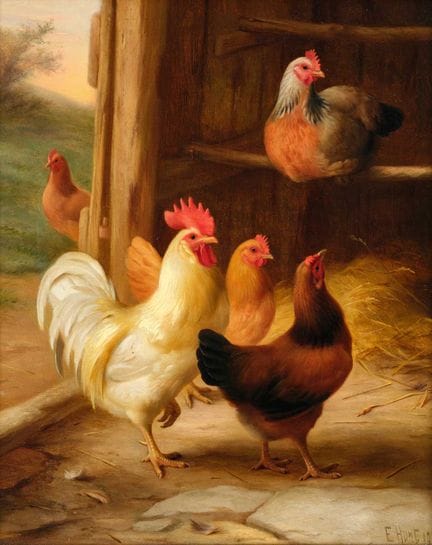 Edgar Hunt (1876-1953) "Cock of the Roost" Signed 