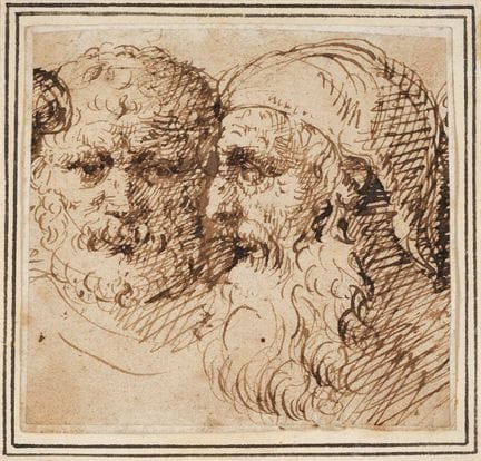 Follower of Inigo Jones (1573-1652) Study of two m