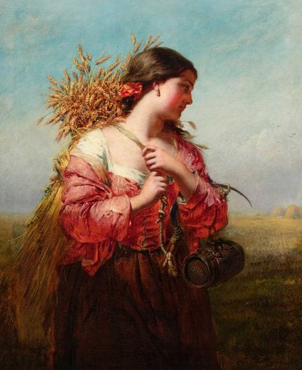 James John Hill (1811-1882) The Gleaner Signed, oi