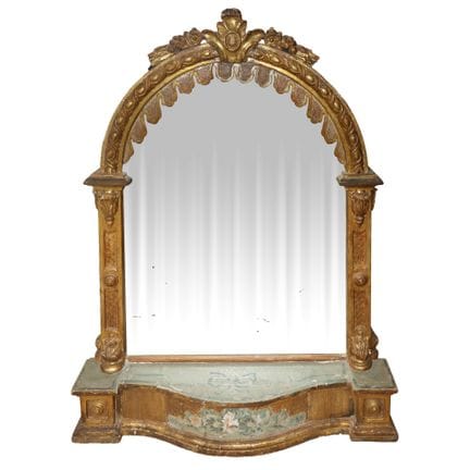 Miroir avec cadre en bois doré sur socle peint, XV
