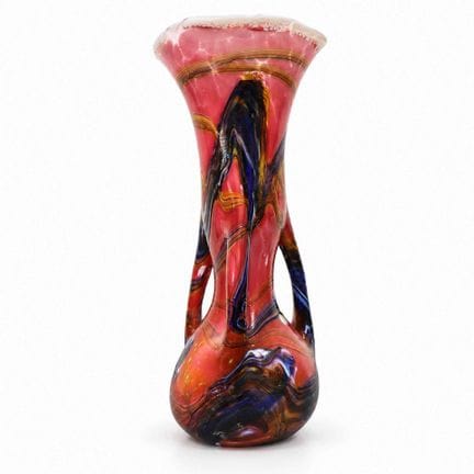 Jarrón de cristal de Murano rosa con murrine, 27,5