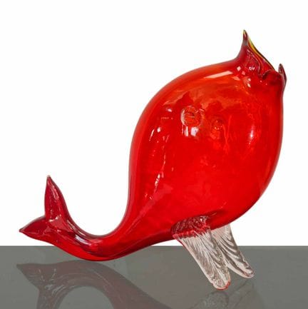 Großer roter Muranoglasfisch H cm 36x37