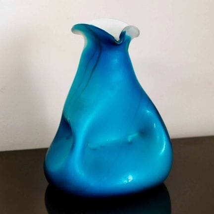Jarrón de cristal soplado de Murano azul, 23 de al