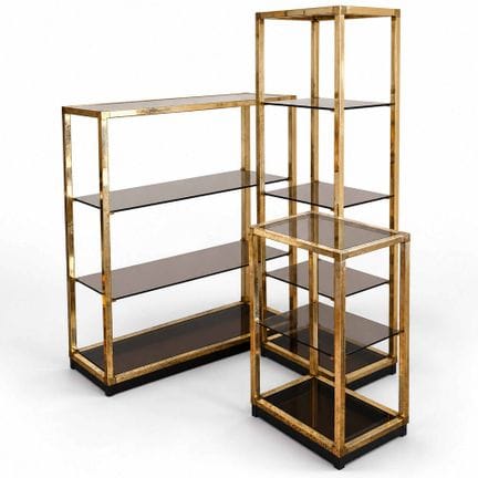 第3号 黄铜和烟熏玻璃展示柜  高 87×45×32 厘米，高 126×90×32 厘米，高 165
