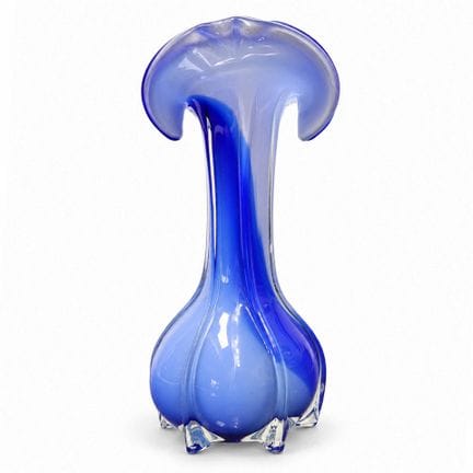 Jarrón de cristal de Murano azul, 19 h cm