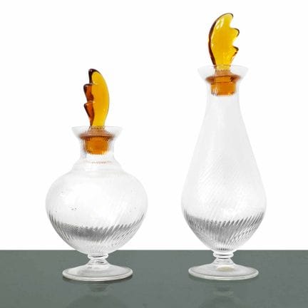 Juego de dos frascos de cristal de Murano con fili