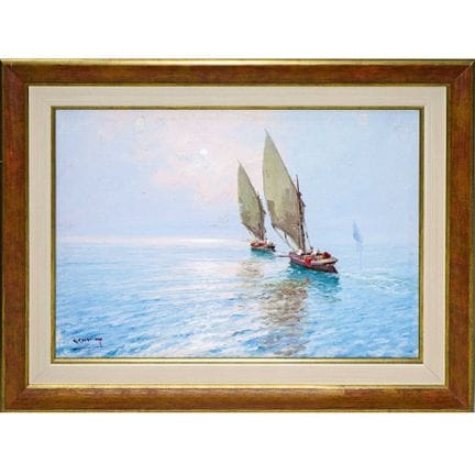Segelboote, 20. Jahrhundert  H 29 × 40 cm im Rahme