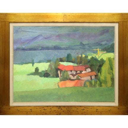 Paysage avec maison, 1978  h 60 x 80 cm, dans un c