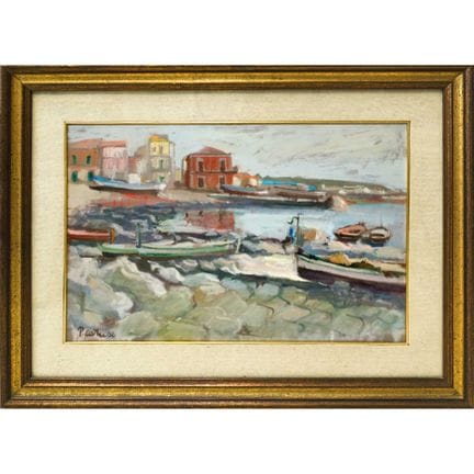 Hafen mit Booten, 40 × 60 cm (H × B), in einem Rah