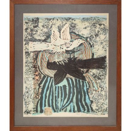 Shraga Weil (1918 - 2009)  - Colombe et corbeau, 1