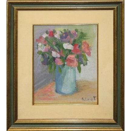 Vase de fleurs, XXe siècle  h 24 x 19 cm (avec cad