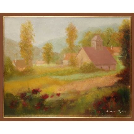 Landschaft mit Häusern und Bäumen 37,5X45 cm in Ra