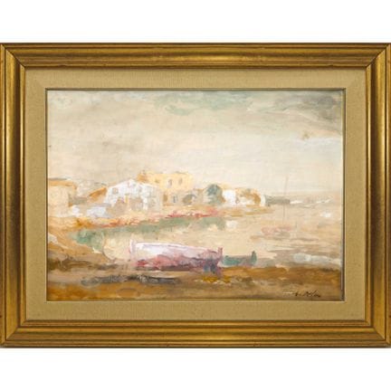 G. De Luca (19.–20. Jh.) – Boote am Ufer, H 50 × 7