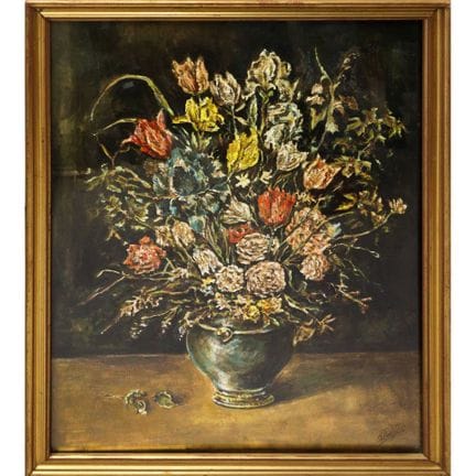 Vase de fleurs, XXe siècle  h 60 x 45 cm (avec cad