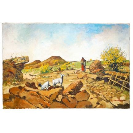 Ländliche Landschaft mit Ziegen, 20. Jahrhundert, 