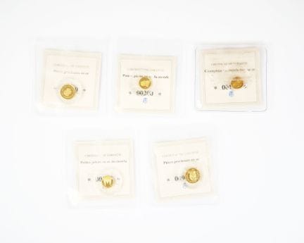 Set di cinque monete commemorative in oro giallo 1