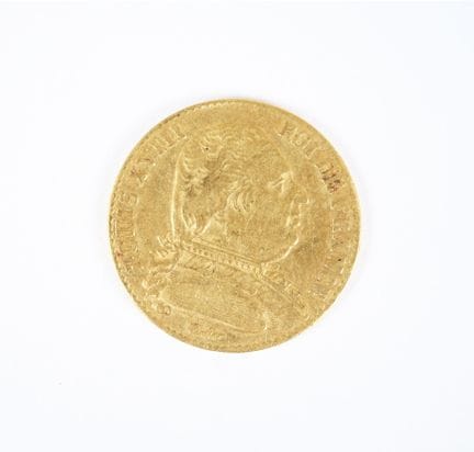 20-franc gold coin, Louis XVIII, King of France, 1