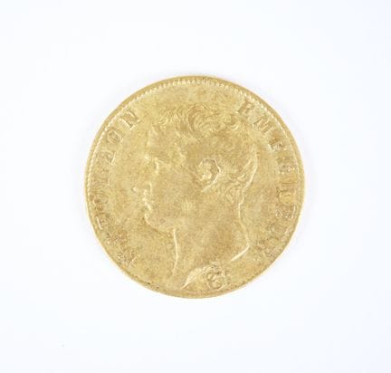 40 franc gold coin, Napoleon Emperor bareheaded, Y