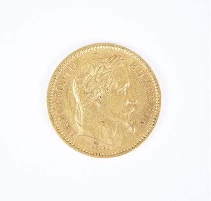 20 franc gold coin, Napoléon III head, 1862 A.