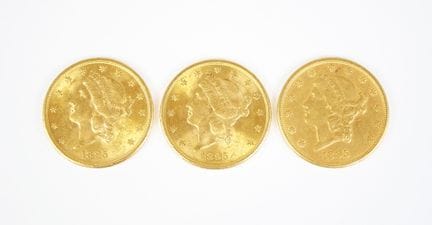 Set di tre monete da 20 dollari USA in oro, Libert