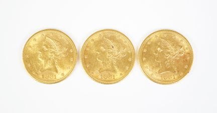 Set di tre monete da 10 dollari USA in oro, Libert