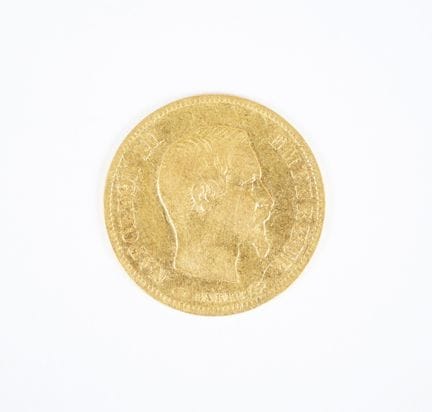 10 franc gold coin, Napoleon III bareheaded, 1856 