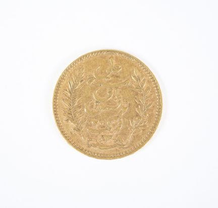 20 Tunisian franc gold coin, 1891 A.