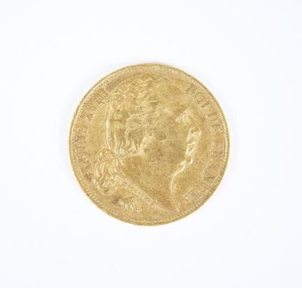 20-franc gold coin, Louis XVIII, King of France, 1
