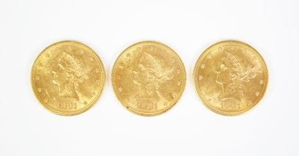 Set di tre monete da 10 dollari USA in oro, Libert