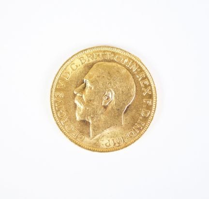 Moneta d'oro con l'effigie di Giorgio V, 1914.
