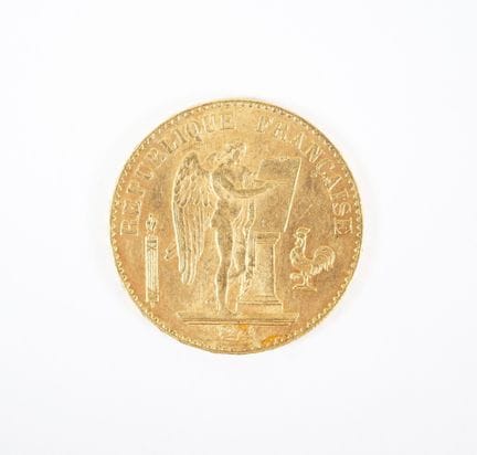 20 franc gold coin, Genie, 1896 A.