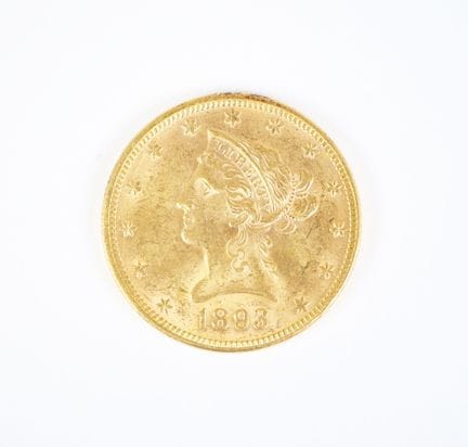 Moneta d'oro da 10 dollari USA, Liberty, 1893, Fil