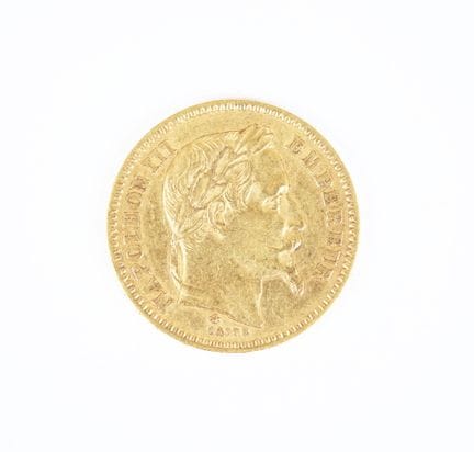 20 franc gold coin, Napoléon III head, 1861 A.