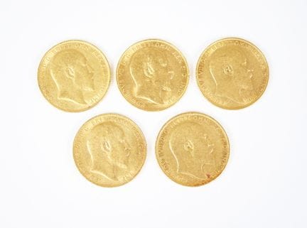Serie di cinque monete d'oro, Edoardo VII, 1907 (x