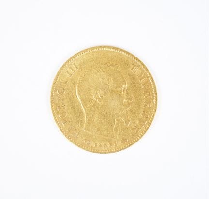 10 franc gold coin, Napoleon III bareheaded, 1860 