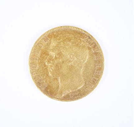 40 franc gold coin, Napoleon Emperor bareheaded, Y