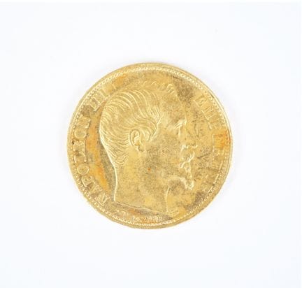 20 franc gold coin, Napoleon III bareheaded, 1858 