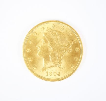 Moneta Liberty d'oro da 20 dollari USA, 1904.
