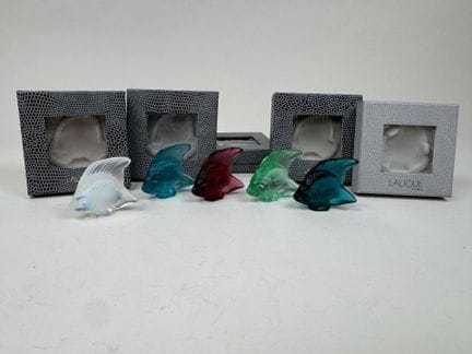 LALIQUE France.
Poissons.
Collection de 5 poissons
