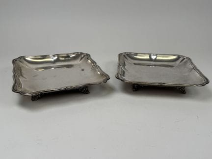 Pair of 950/1000 silver footed cups, Minerva hallm