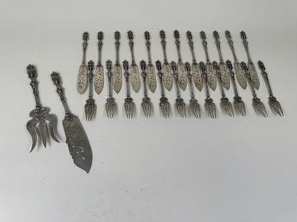 Fischbesteckset aus 950/1000er Silber, Minerva-Pun