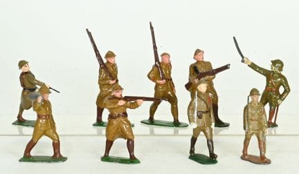 9 soldiers in combat and on parade, restored, (7 c