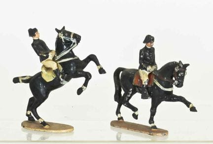 QUIRALU, 2 aluminum figurines from the Cadre Noir 
