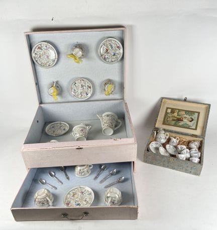 Set of two porcelain toy kitchen sets.
Complete. (