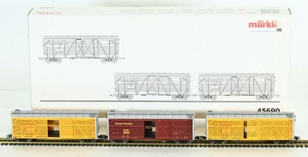 MÄRKLIN, Ho, 3 double bogie freight cars, near min
