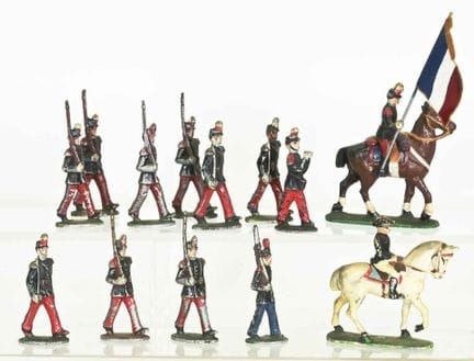 QUIRALU, St. Cyr, 13 aluminum figurines, partially