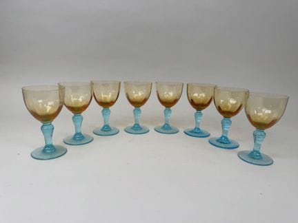 Set of 8 stemmed glasses made of molded glass or c