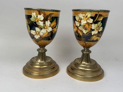 Large pair of vases or bowls made of brass and pol